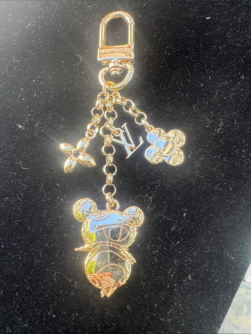 Key holder / bag charm  Gold tone and  Teddy Charm Key Holder